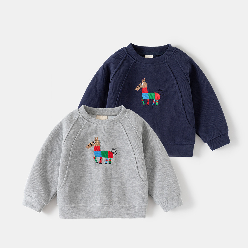 เสื้อแจ็คเก็ตoversizeสไตล์เกาหลีสำหรับเด็กชาย ฤดูใบไม้ร่วง พร้อมลายปักการ์ตูน
