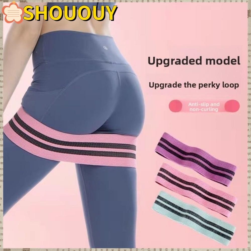 SHOUUY วงยืดหยุ่น 90lbs ยกก้น กันลื่น สำหรับการออกกำลังกายในร่ม