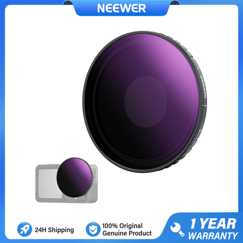 NEEWER Variable ND8-32 Filter สําหรับ DJI Osmo Action 4/5 Pro 3-5 หยุด Multicoated HD Glass Screw-On