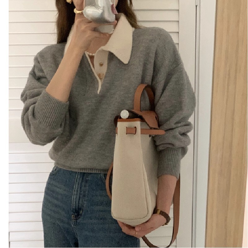 เสื้อกันหนาวสไตล์เกาหลี ดีไซน์คลาสสิก เหมาะสำหรับฤดูใบไม้ร่วงและฤดูหนาว แมทช์ได้ง่าย