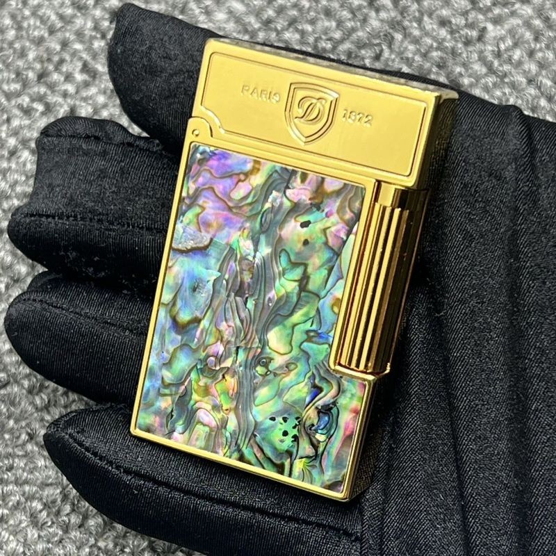 S.t.Dupont พองแท้แช็กฝรั่งเศสธรรมชาติเปลือกหอยฝังทองเหลืองด้านข้างของขวัญพรีเมี่ยมสําหรับผู้ชาย