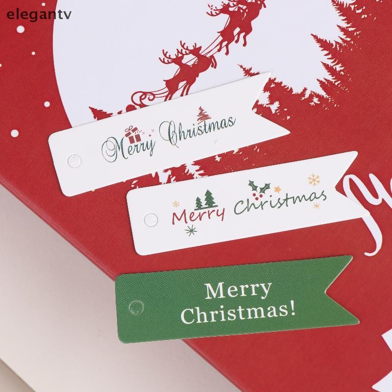 EGN 100 ชิ้นแท็กของขวัญคริสต์มาสป้ายนําเสนอวันหยุดพร้อม Merry Christmas ตัวอักษรออกแบบตกแต่งแท็กแขวน N