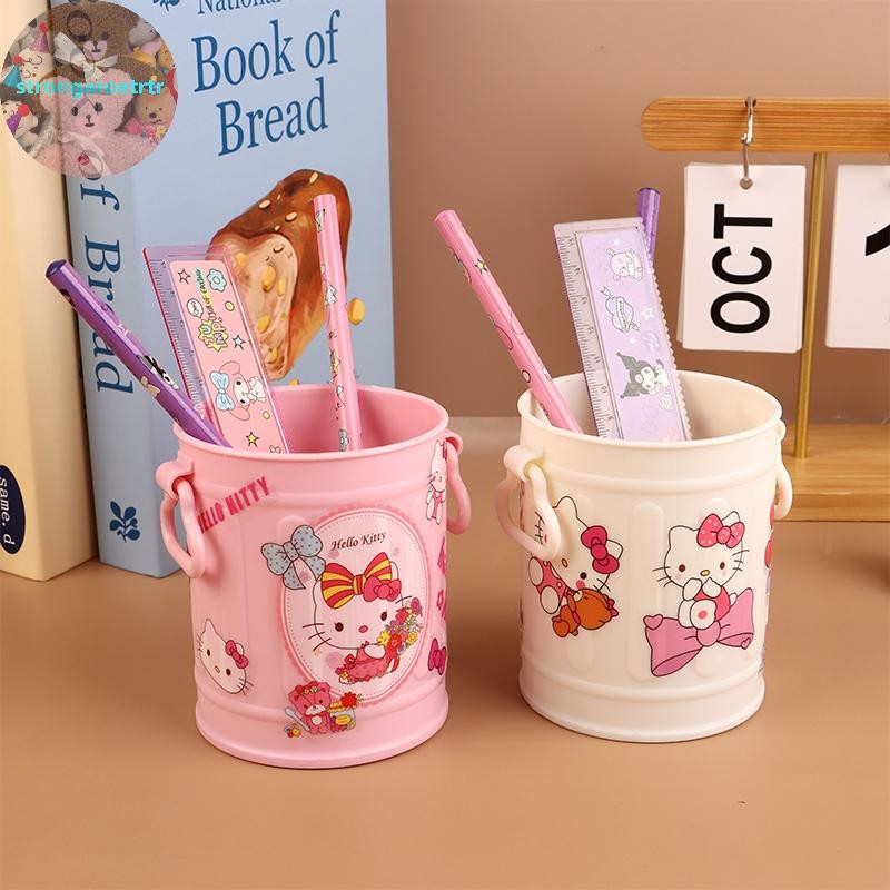 Strongaroettr Sanrio Hello Kitty ถังเหล็กผู้ถือปากกา My Melody เครื่องเขียน Desktop Organizer โรงเรียนอุปกรณ์สํานักงาน TH