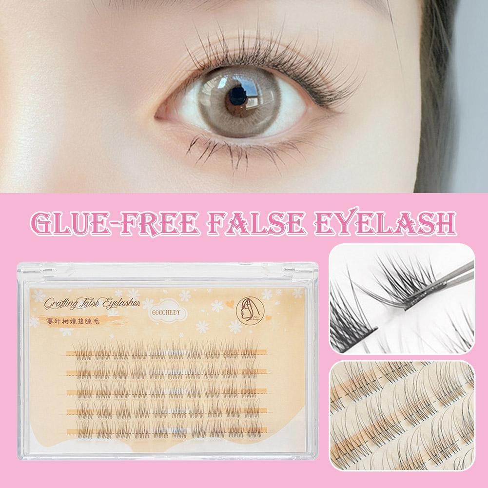 กาวฟรีขนตาปลอมจําลองธรรมชาติเดี่ยว DIY Eyelash Extension Lash Cluster Fiber F0I5