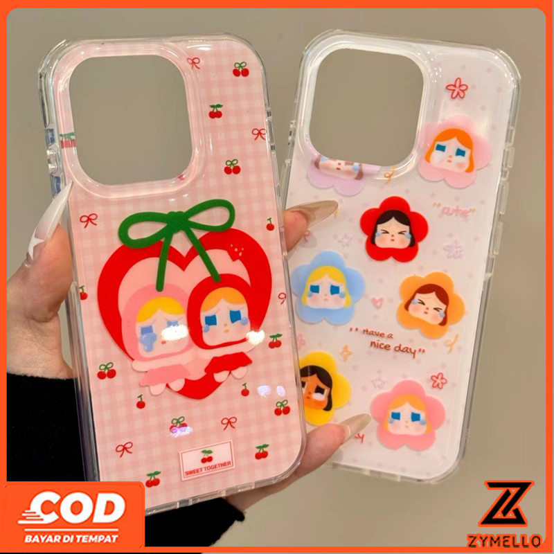 SAMSUNG เหมาะสําหรับSamsung A07 A17 A06 A55 A05S A54 A52 A12 A35 A25 A24 A13 A03 A73 S21FE S23FE S24FE S25ultra A50 A15 A14yIMกันกระแทกเคสโทรศัพท์TPUการ์ตูนCherryดอกไม้Cry