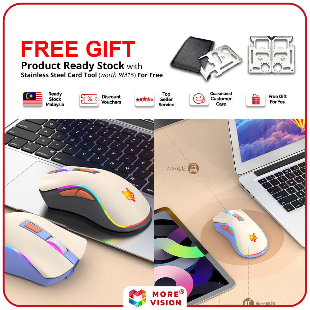 XUNFOX XYH52 เมาส์ Dual Mode 2.4G บลูทูธ RGB ไฟ LED ตัวรับสัญญาณ USB Gaming ความเร็ว 3 DPI ชาร์จประเ