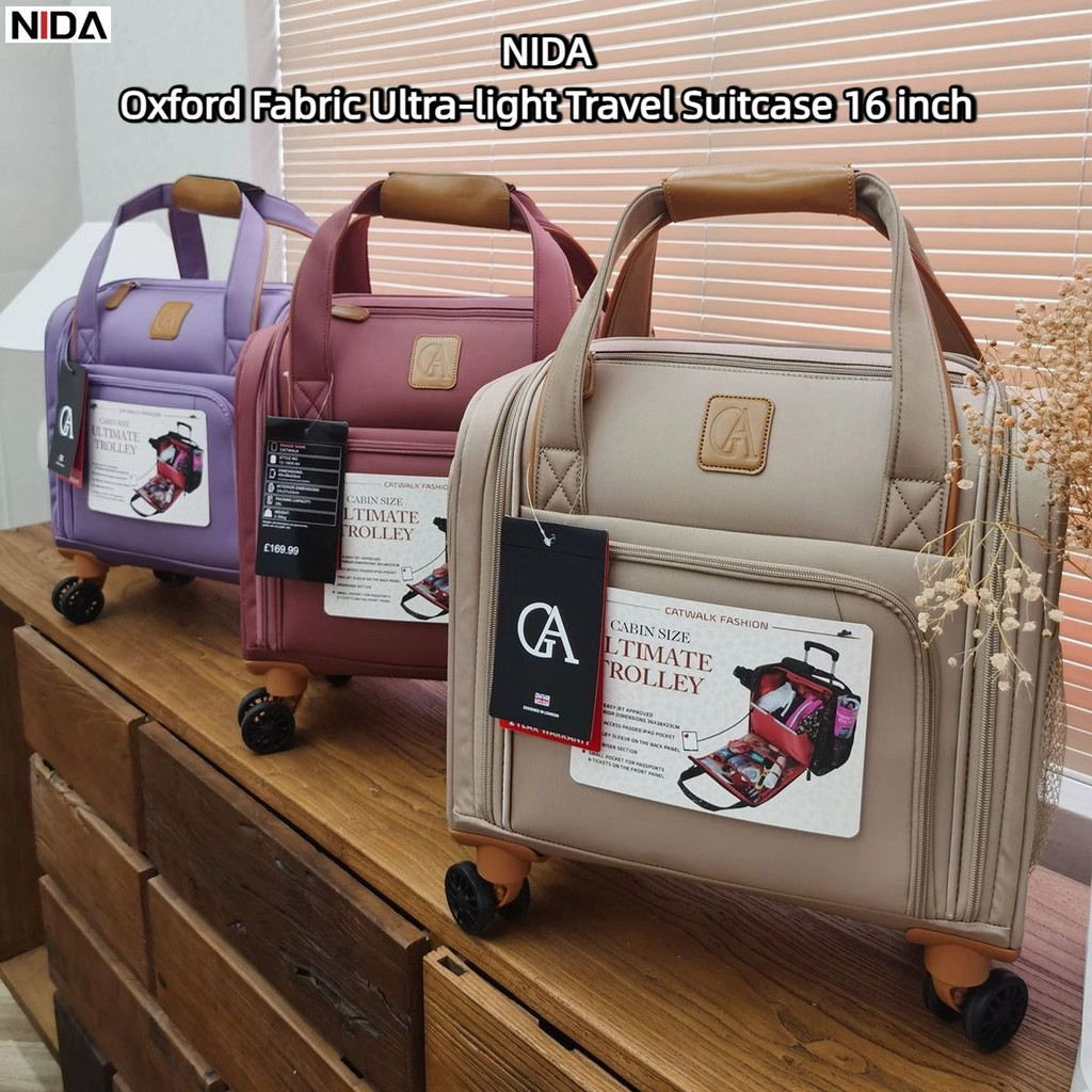 NIDA ผ้า Oxford Ultra Light กระเป๋าเดินทาง 16 นิ้วรถเข็นกระเป๋าเดินทางกระเป๋าเดินทาง Boarding กรณีรหัสผ่านขนาดเล็ก Universal ล้อของขวัญท่องเที่ยว