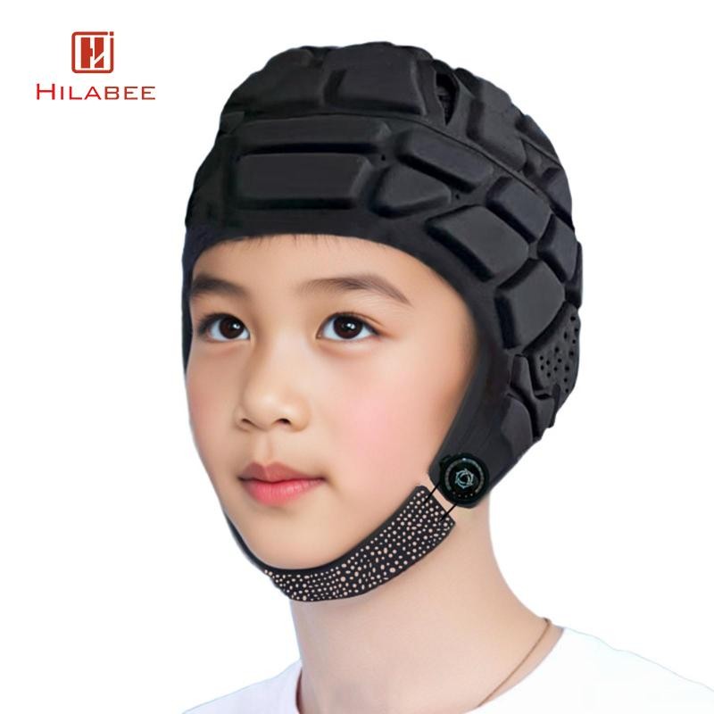 HILABEE Flag หมวกกันน็อคฟุตบอลหมวก EVA โฟม Soft Shell Headguard Rugby Helmet Kids