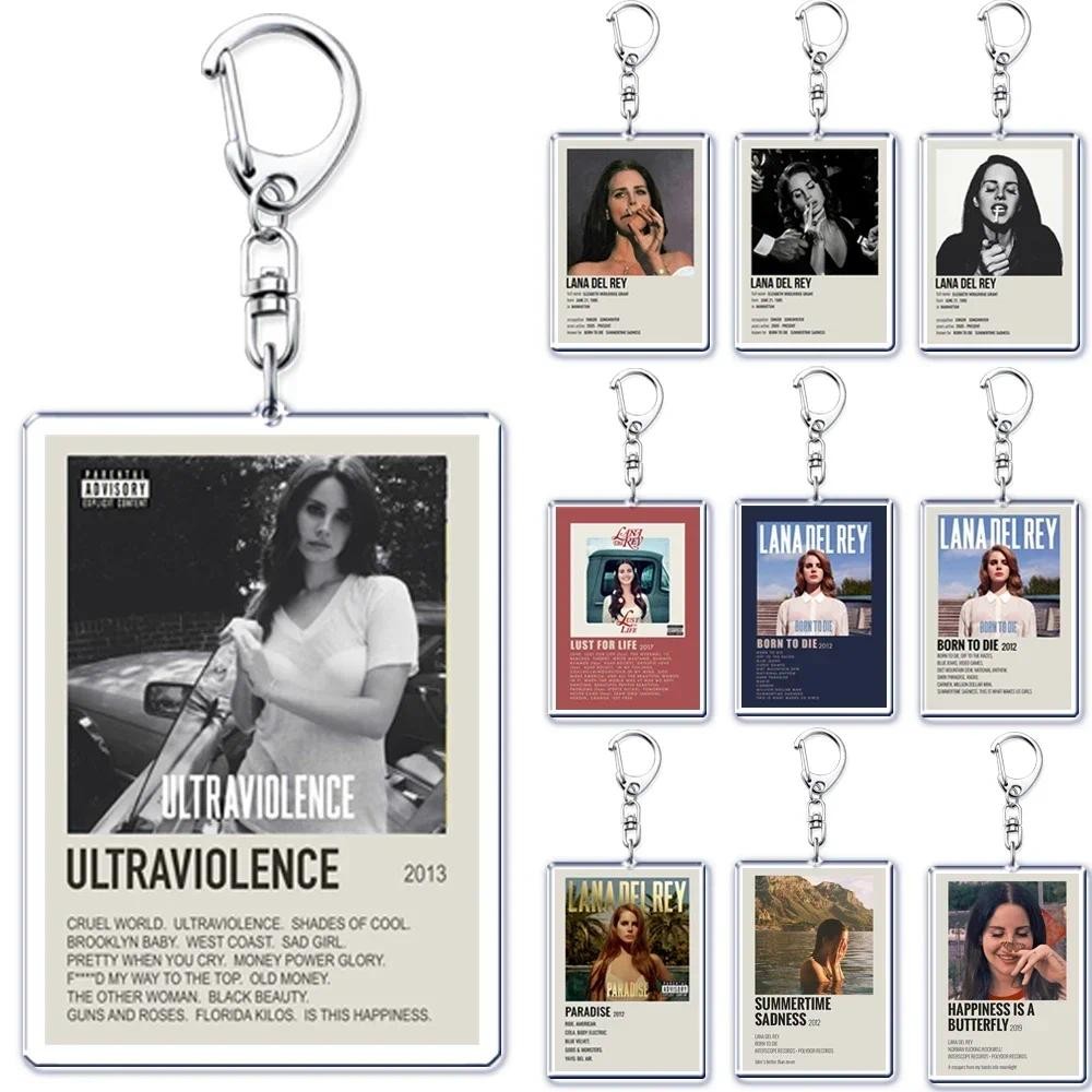 Hot Lana Del Rey Minimalist โปสเตอร์พวงกุญแจสําหรับกระเป๋าจี้ Born To Die Ultraviolence Key Chain แห