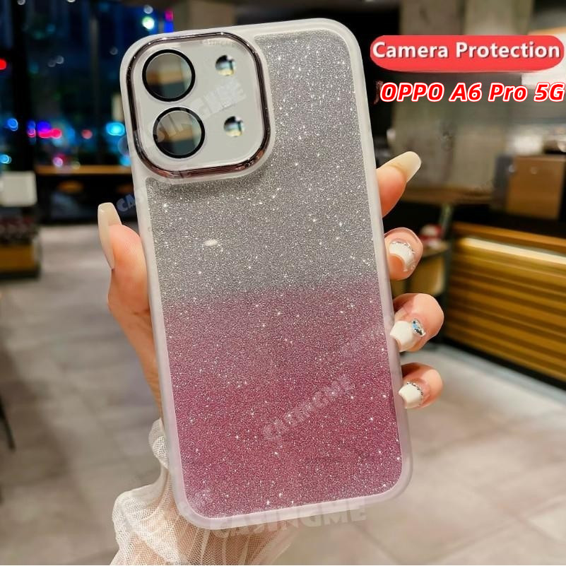 OPPO A6 Pro 5G 2025 Bling Glitter สําหรับ OPPOA6Pro OPPO A6 6 A6Pro A6 Pro A6i 4G 5G 2025 ซิลิโคนนุ่มโปร่งใสเคสโทรศัพท์กล้องเลนส์ป้องกันกันกระแทกปกหลัง