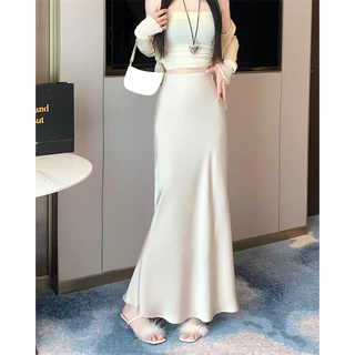 Hotgirl พร้อมส่ง S-XL กระโปรงหางปลา ความยาวปานกลาง สีพื้น สไตล์เกาหลี แฟชั่นฤดูร้อน สําหรับผู้หญิง