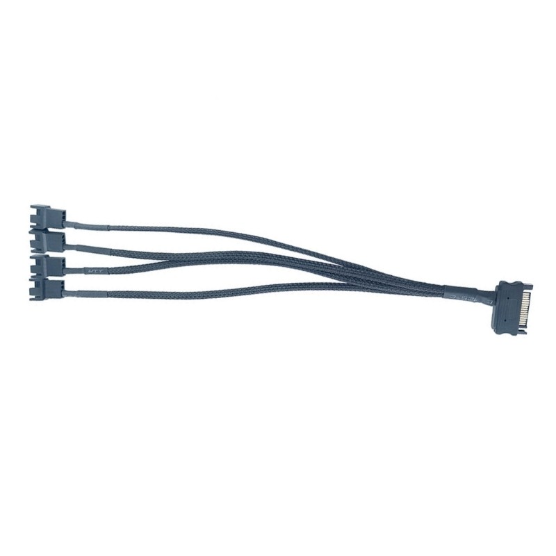 ROX Satas ถึง 4Pin 4 Way Splitter สายพัดลมระบายความร้อนอะแดปเตอร์สําหรับพัดลมหลายตัว PC Cooling Solu