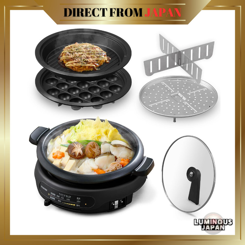 Iris Ohyama Hot Plate Electric Pot Grill Pot 3-Plate Type Deep Pot Yakiniku Plate Takoyaki Plate Kee