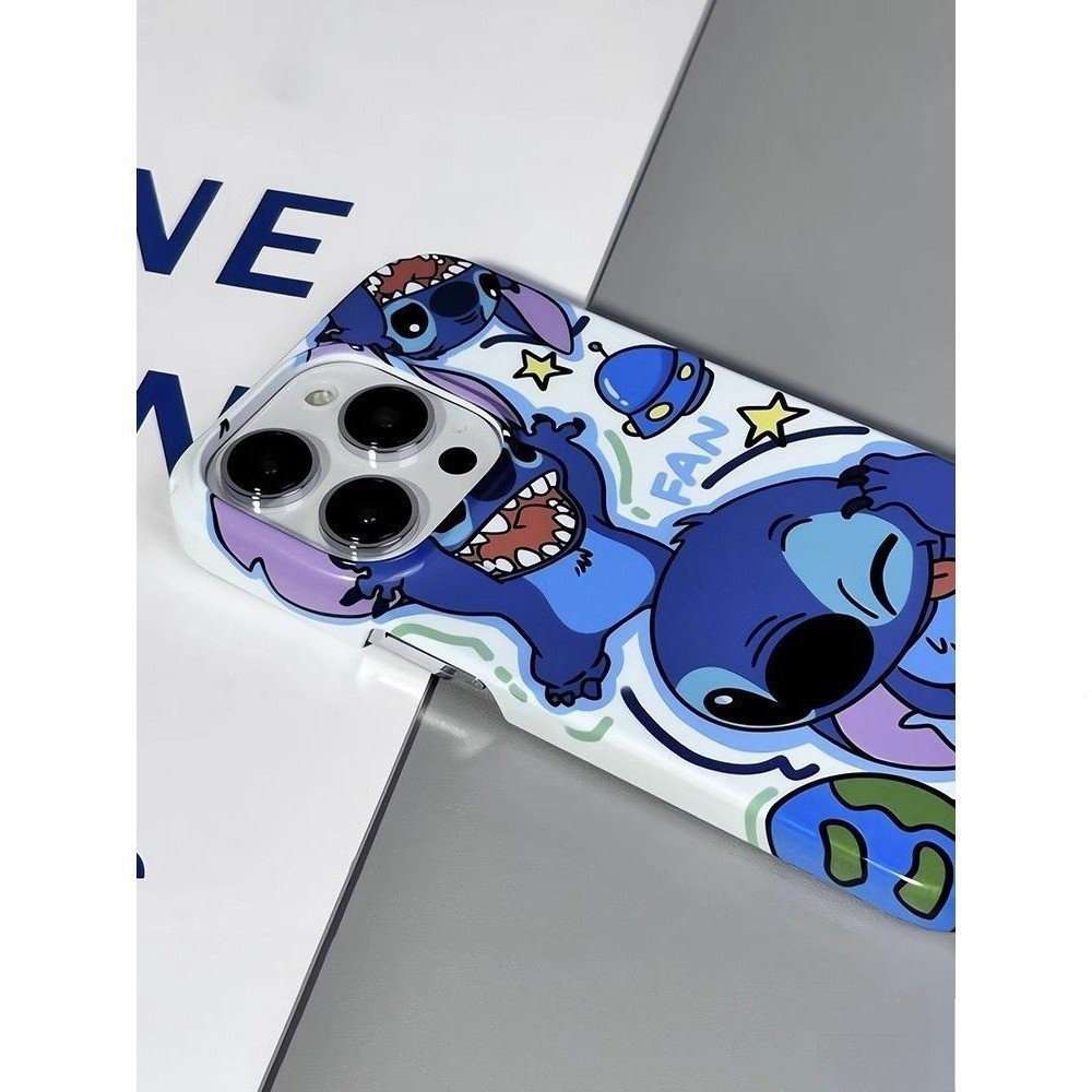 Stitch การ์ตูนน่ารักสนุก Frosted Hard Shell เหมาะสําหรับ iphone 13pro 14plus 16 11pro 12promax 15 xs