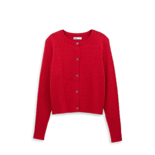 AIIZ เสื้อคาร์ดิแกนผู้หญิง ผ้าถักทอลายเคเบิล AIIZ Women's Cable Knit Cardigan