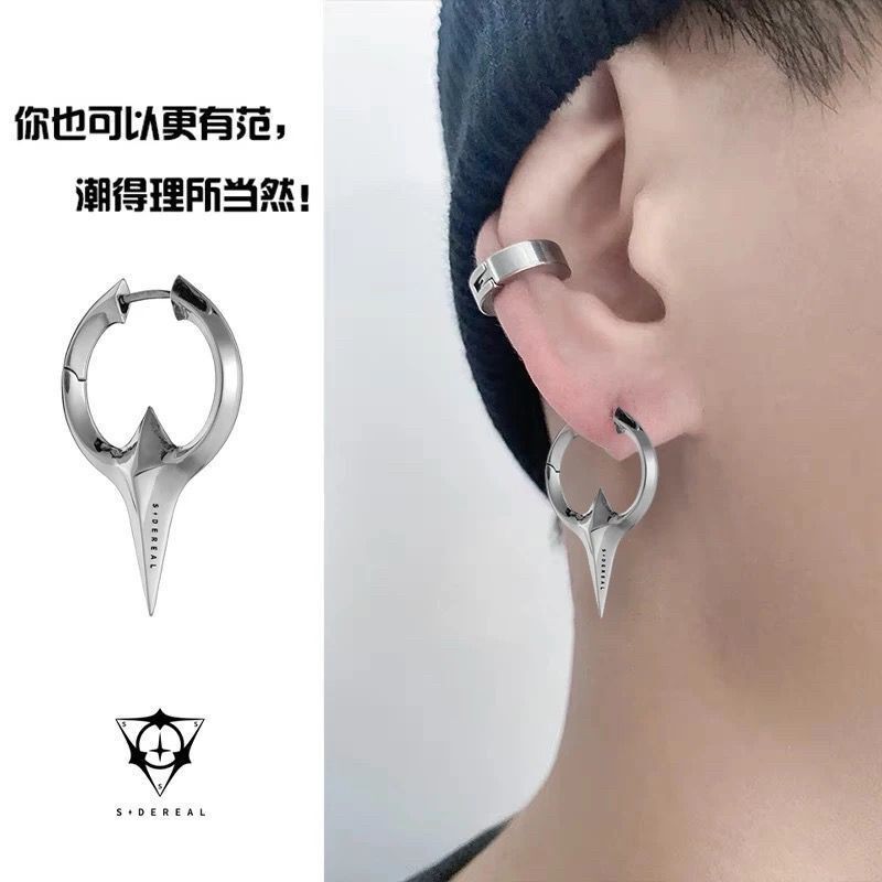 Sidere sidereal สไตล์เดียวกัน Barbed Stab ต่างหู 925 เงินสเตอร์ลิง Punk ที่ไม่ซ้ํากันต่างหูต่างหูสีไ