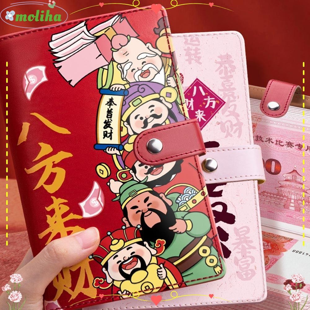 MOLIHA 100 ซองประหยัดเงิน Challenge ความจุขนาดใหญ่ Get Rich Overnight Mini Binder Saving Challenge, PU ประหยัดเงินกันน้ําแผ่นคนรัก