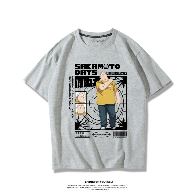 อะนิเมะ Sakamoto วันเสื้อยืดแขนสั้น Sakamoto Taro Asakura Shinto Frostbite Hiratsugu Ryu Shao น้ําตาลผู้ชายผู้หญิง Tee เสื้อ - รูปที่ 4