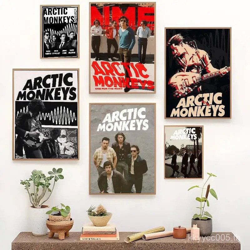 โปสเตอร์ vintage ของวง Arctic Monkeys ยอดนิยม กับสติกเกอร์ติดผนังลายขาว
