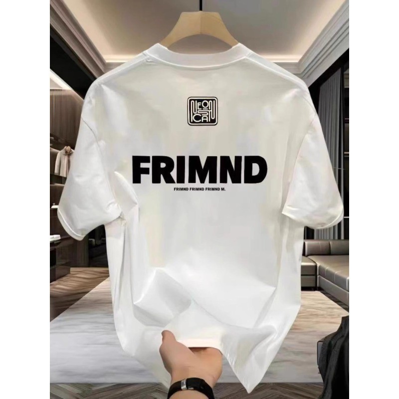 2025 NEW 20252025 Summer Simple Versatile Letter Print T-Shirt Men Trendy Brand Fashion Short Sleeve