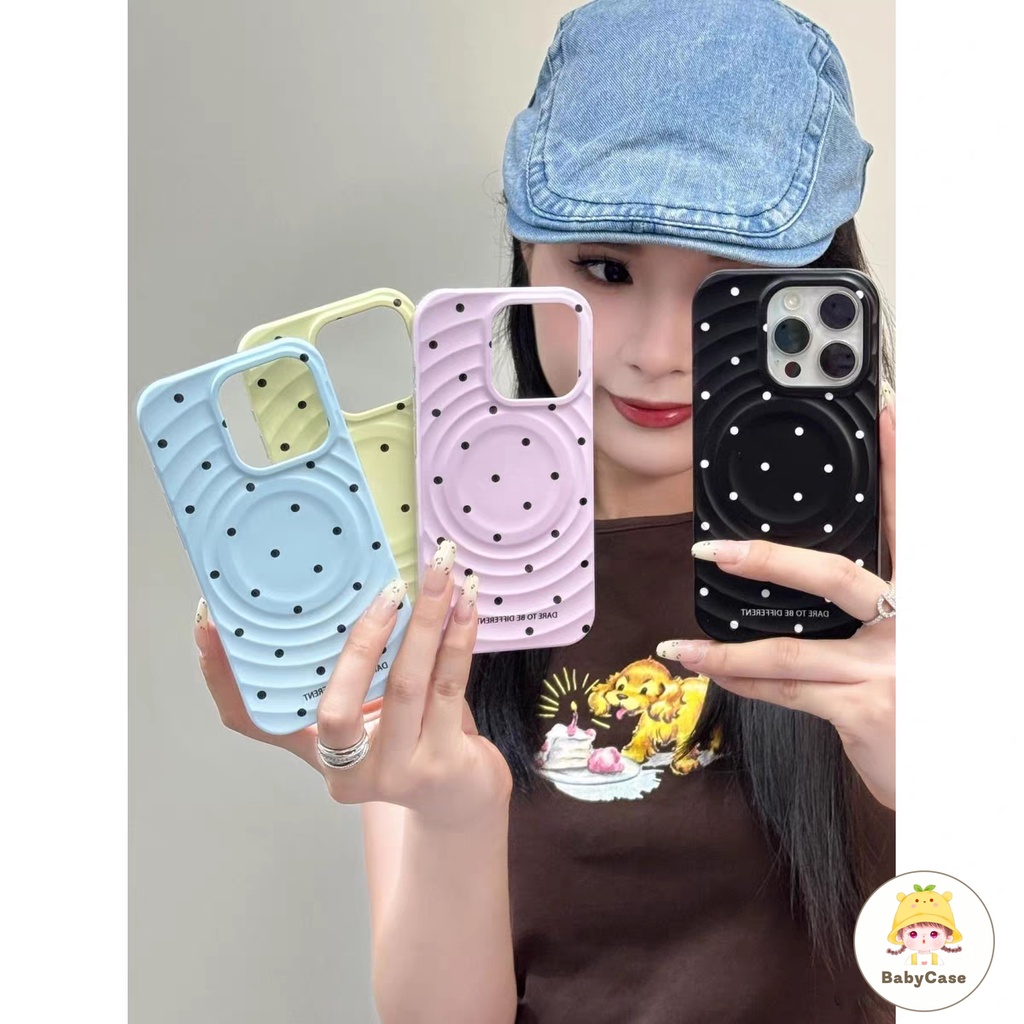 เคสไอโฟน 11 สำหรับ iPhone 15 13 14 16 12 Pro Max 16 14 15 Plus X XR XS Max 16 Pro เคสชาร์จแม่เหล็กลายจุดสุดหรูสุดน่ารัก