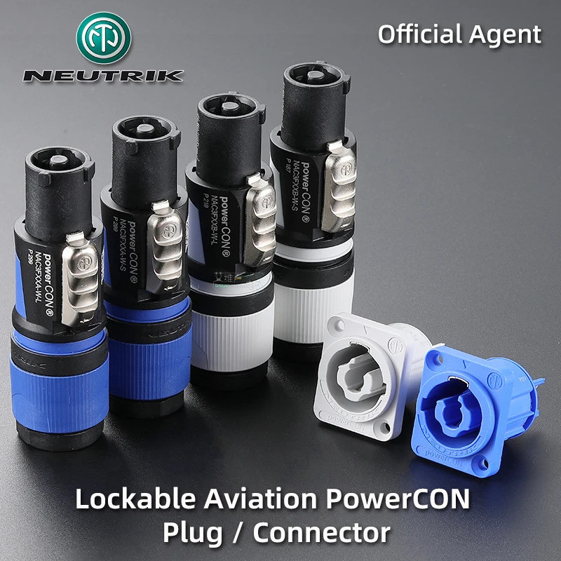 NEUTRIK Original 16A / 20A PowerCON AC Cable Connector อินพุตไฟฟ้าเอาต์พุตล็อคประเภทสกรูติดต่อปลั๊กการบิน/ซ็อกเก็ต