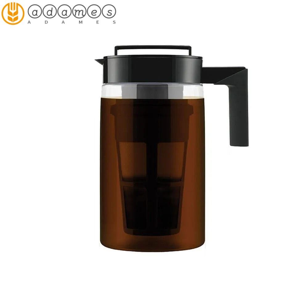 ADAMES เครื่องชงกาแฟสกัดเย็น, หม้อกาแฟกรองด้ามจับซิลิโคน, ทําความสะอาดง่าย Airtight Seal Non-Slip BPA Free เหยือกชาเย็น Camping