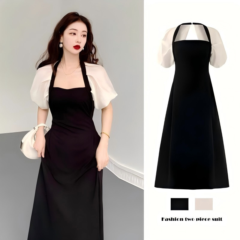 👑Halloween black prom dress เดรสสีดำ สไตล์คลาสสิก! เดรสยาว ออกงาน น่ารัก สาวอวบ ทํางาน 🌹XXL