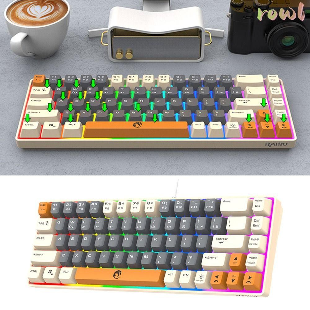ROWL Gaming Mechanical Keyboard, Blue Switch Luminous RAID K68 Keyboard, Thai Keys 68 Keys Backlight
