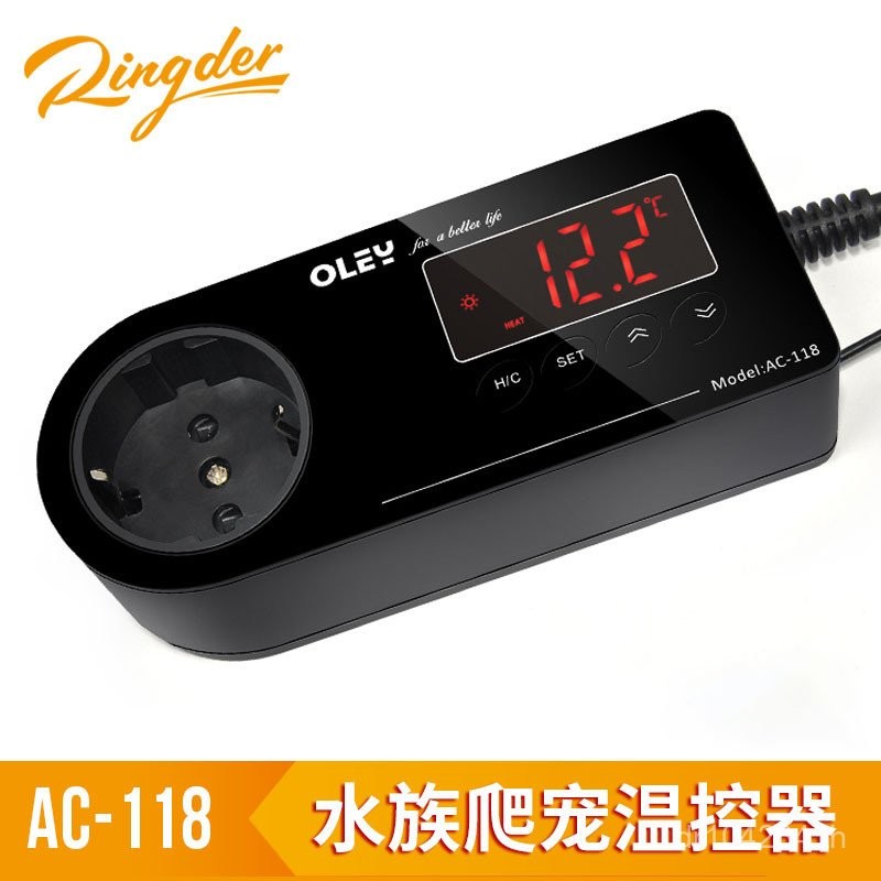 เครื่องทําความร้อนสัตว์เลื้อยคลานดิจิตอลจอแสดงผล AC-118 Thermostat อัจฉริยะ Aquarium ยุโรปมาตรฐานอิเ