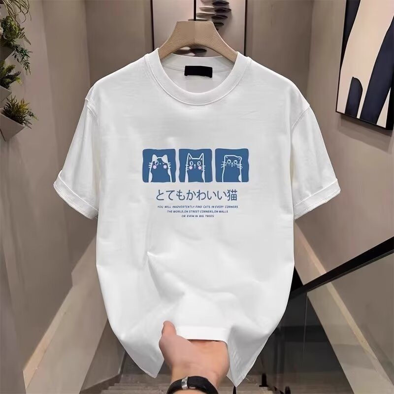 COD 2025 Summer Short Sleeve T-Shirt Men's Ins Hong Kong Style Loose Half Sleeve Trendy Brand Couple