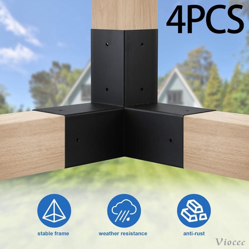 [Viocee] 4x Pergola Brackets 4x4 Pergola Kit Weatherproof Beams ยกระดับสําหรับ Gazebo Log Cabin Lumb