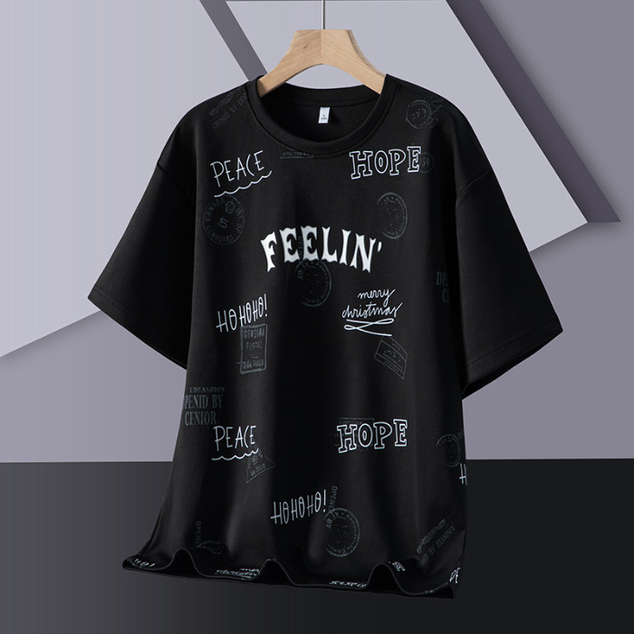 2025 NEW 2025M-8XL Ice Silk Short Sleeve T-Shirt Men Summer Loose Plus Size Men's Fashion Oversized 