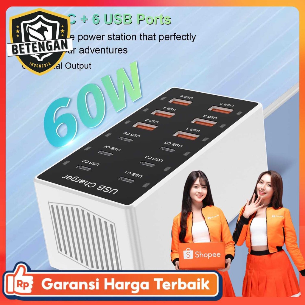 BANGGOOD USB Hub Charger 12 Multi Port Type C 5V/2.4A 60W EU Plug - YC-A6