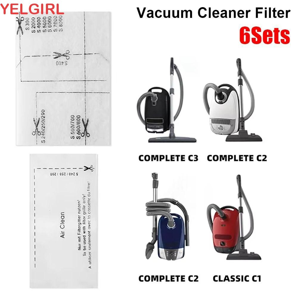WGAWL 6 ชุดกรองผ้าฝ้าย, Air Clean ไอเสียกรองเครื่องดูดฝุ่น,แพ็คเครื่องใช้ในบ้านอะไหล่สําหรับ Miele C
