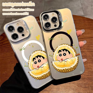 ทุเรียนการ์ตูนน่ารักหรูหรา magnetic case for iPhone 11pro 13plus 15 14 12 16 ProMax ดูดแม่เหล็ก เคสมือถือสำหรับไอโฟน