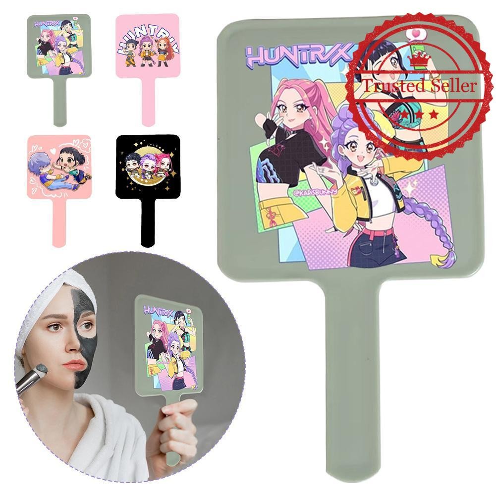 Kpop Demon Hunters รูปแบบความละเอียดสูงความงามแต่งหน้าด้านเดียวกระจกสี่เหลี่ยมแบบพกพา O0g3