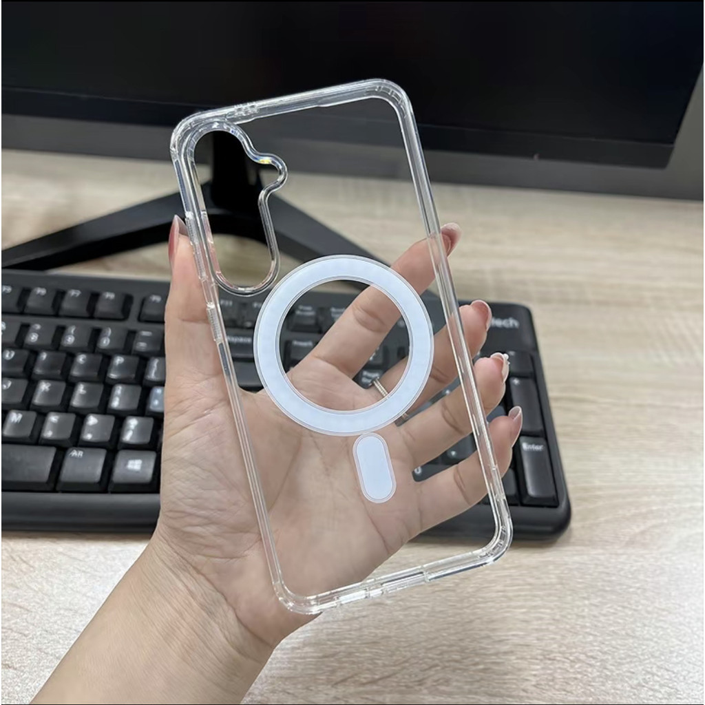 CASE For Samsung A55 5G เคสใสแม่เหล็ก MagCase กันกระแทก เคสโทรศัพท์มือถือ