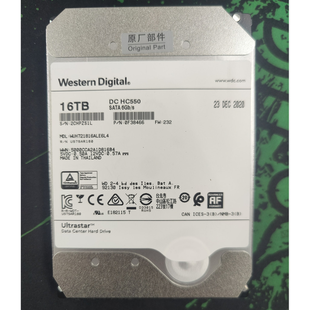 WD Xishu 16T Helium เกรดองค์กร WUH721816ALE6L4 WD16TB การเฝ้าระวังวิดีโอ NAS ฮาร์ดไดรฟ์