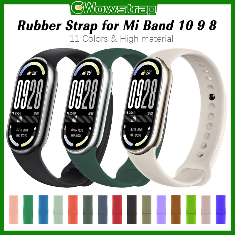 สายยางกีฬา for Xiaomi Smart Band 10 9 8 อุปกรณ์เสริมสร้อยข้อมือซิลิโคนปรับได้ for MiBand 10 9 8 NFC Smartwatch