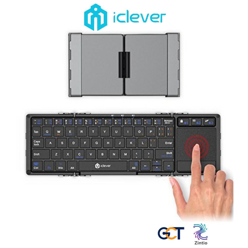 Iclever BK08 Fold Keyboard คีย์บอร์ดบลูทูธพับได้ เชื่อมต่อได้ 3 อุปกรณ์พร้อมกัน  [ประกันศูนย์ไทย]