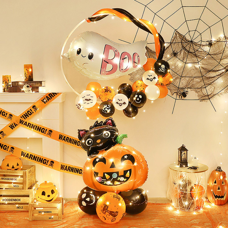 ฮาโลวีนบอลลูนคอลัมน์ตกแต่งโคมไฟฟักทองห้างสรรพสินค้าตกแต่งปาร์ตี้กลางแจ้งอนุบาลบรรยากาศตกแต่งฉาก 102s