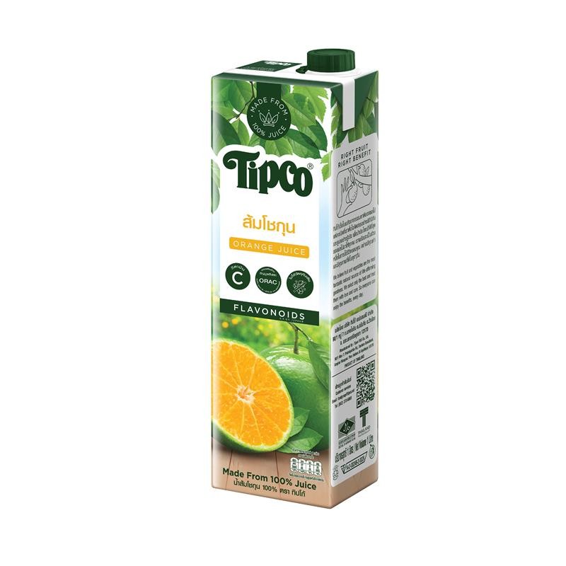TIPCO น้ำส้มโชกุน 100% 1 ลิตร ทิปโก้