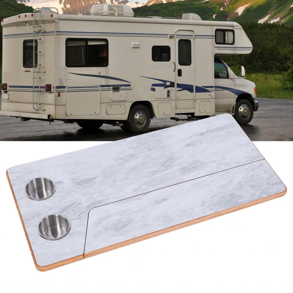 LocalCamera-th RV Table Top การแทนที่ด้วยที่วาง 2 ถ้วยพับ 31.5x15.7x0.7in แผงเรือไม้เนื้อแข็งสำหรับร