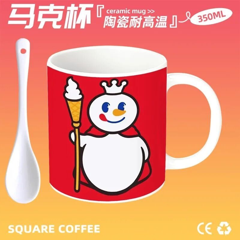 Mixue Ice City Snow King แก้วเซรามิคน่ารักหอพักถ้วยกาแฟถ้วยชาสํานักงานถ้วยน้ําของขวัญ Niche สไตล์คู่