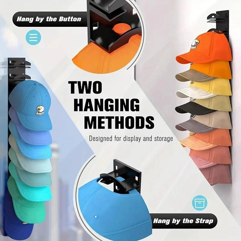 ชั้นวางหมวกติดผนัง 🧢 ประหยัดพื้นที่ หมวกเบสบอลและเสื้อผ้า ติดตั้งง่าย ทนทานและแข็งแรง