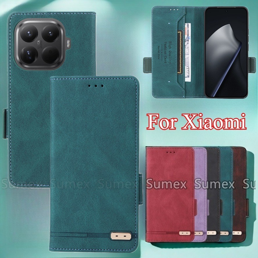 ฝาครอบหนังสําหรับ Xiaomi 15T Xiaomi15T Pro 5G Stand Holder Card Slot กระเป๋าสตางค์แม่เหล็กปลอกกันกระ