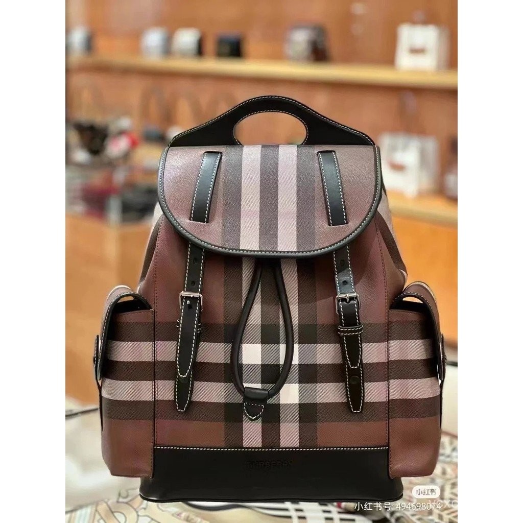 BURBERRY/BURBERRY/BURBERRY/BURBERRY/BBR Men Canvas Bag Checkered Bag Travel Bag Backpack Letter Bag 