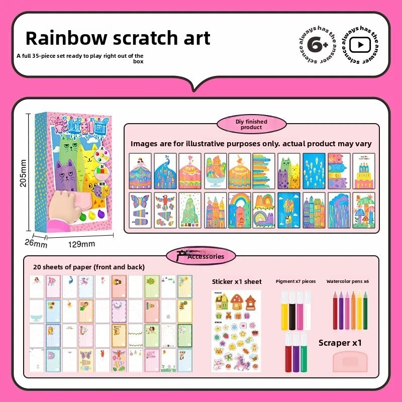 DIY งานฝีมือ Rainbow Scratch Art DIY: Rainbow Dot Painting Scratch Paper, สนุก Handmade Bookmark Art