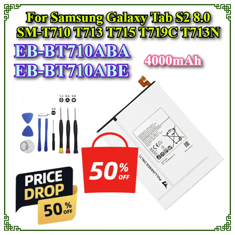 EB-BT710BA EB-BT710ABE 4000mAh แบตเตอรี่แท็บเล็ตสําหรับ Samsung Galaxy Tab S2 8.0 SM-T710 T713 T715 